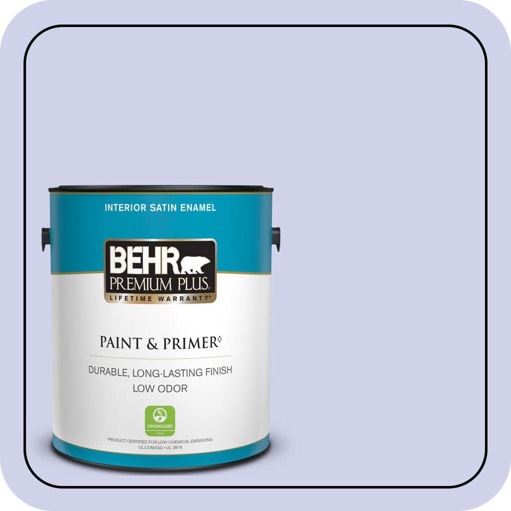BEHR PREMIUM PLUS 1 gal. #P550-2 Artistic Violet Satin Enamel Low Odor Interior Paint & Primer (1)