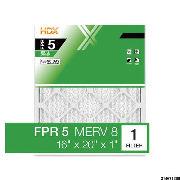 HDX 16 in. x 20 in. x 1 in. Standard Pleated Air Filter FPR 5, MERV 8 (2)