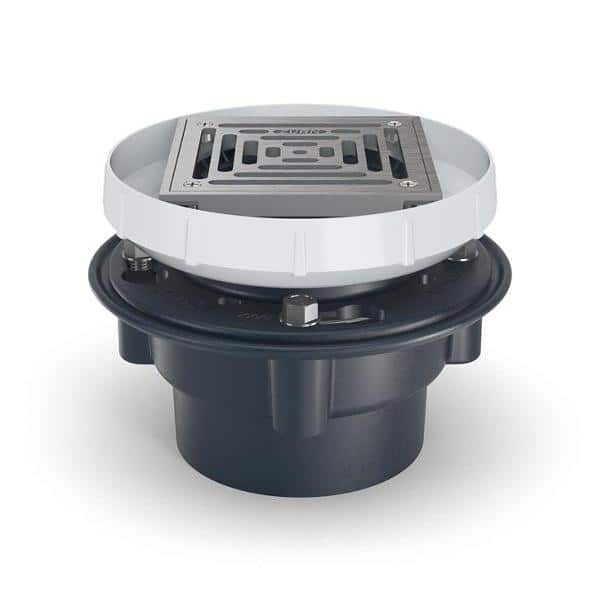 Zurn 8.21 in. Square Cleanout with Stainless Steel Cover and PVC Body with 3 in. x 4 in. Solvent Weld Connection Floor Drain (2)
