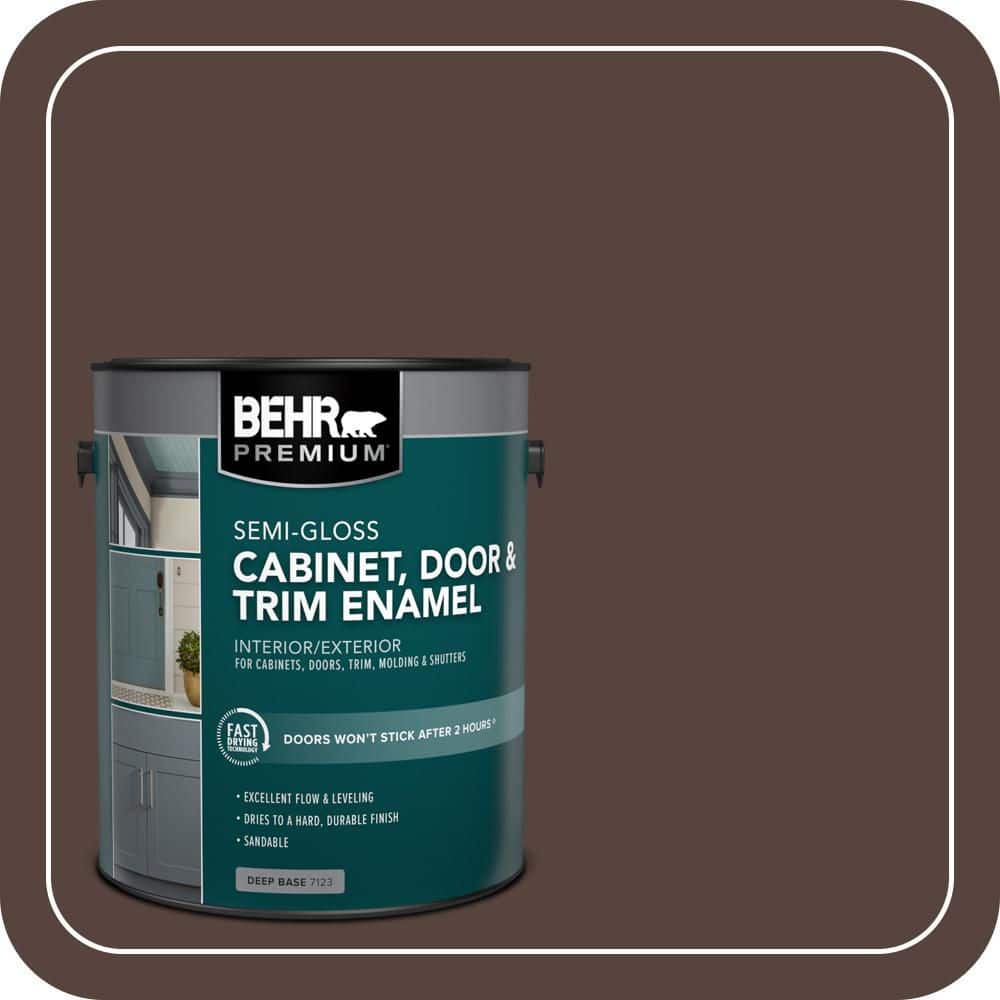 BEHR PREMIUM 1 gal. #BXC-78 Cordovan Leather Semi-Gloss Enamel Interior/Exterior Cabinet, Door & Trim Paint