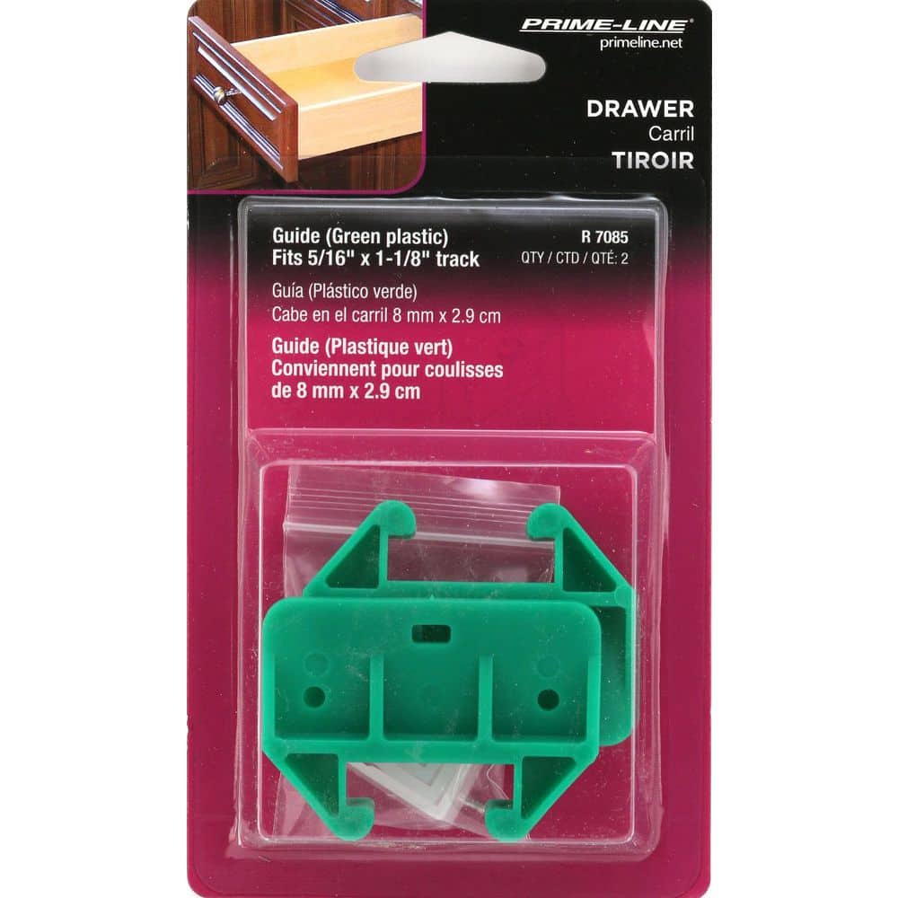 Prime-Line Drawer Track Guide Kit, 1-1/8 in., Plastic, Green (2-pack) (3)