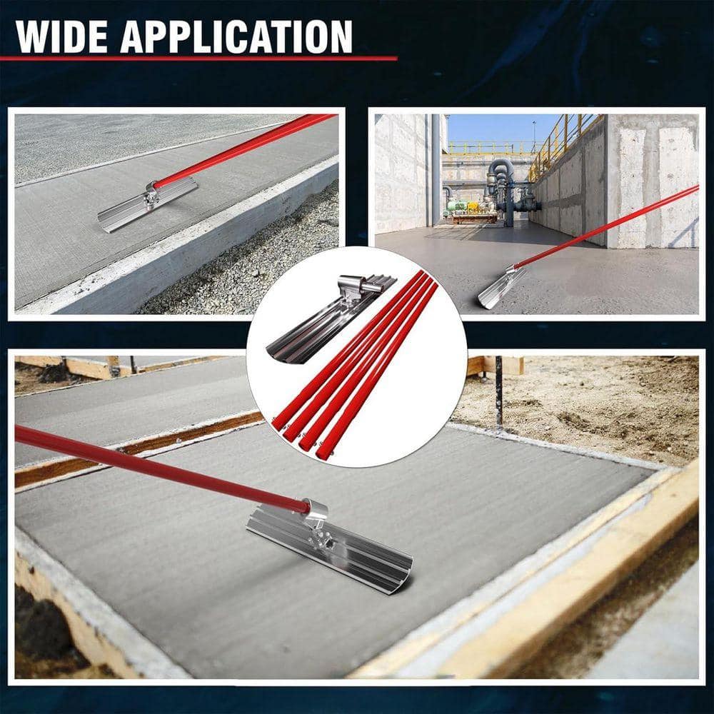 KIWDZFU 48 x 8 in. Aluminum Magnesium Alloy Concrete Float with Adjustable Bracket and Extendable Handles (2)