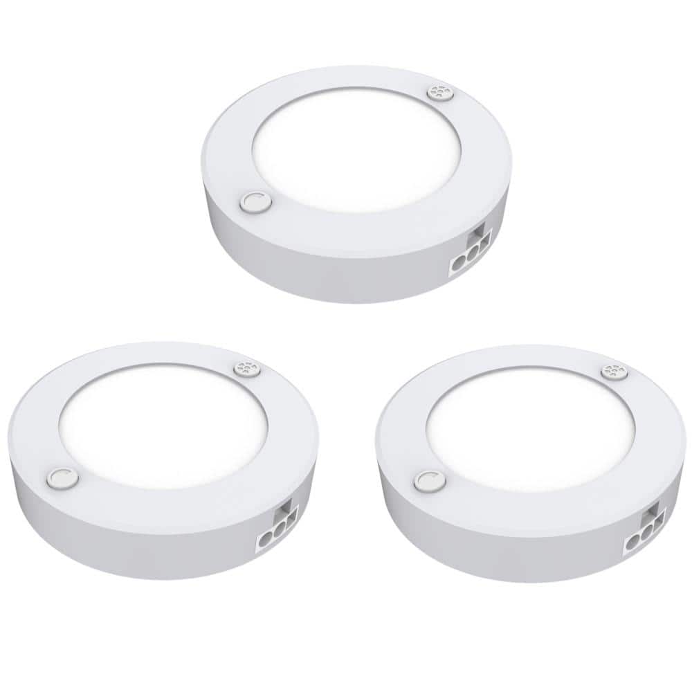 Feit Electric 3 in. Plug-in White Dimmable Linkable Integrated LED Color Changing CCT Onesync Under Cabinet Puck Light (3-Pack) (2)
