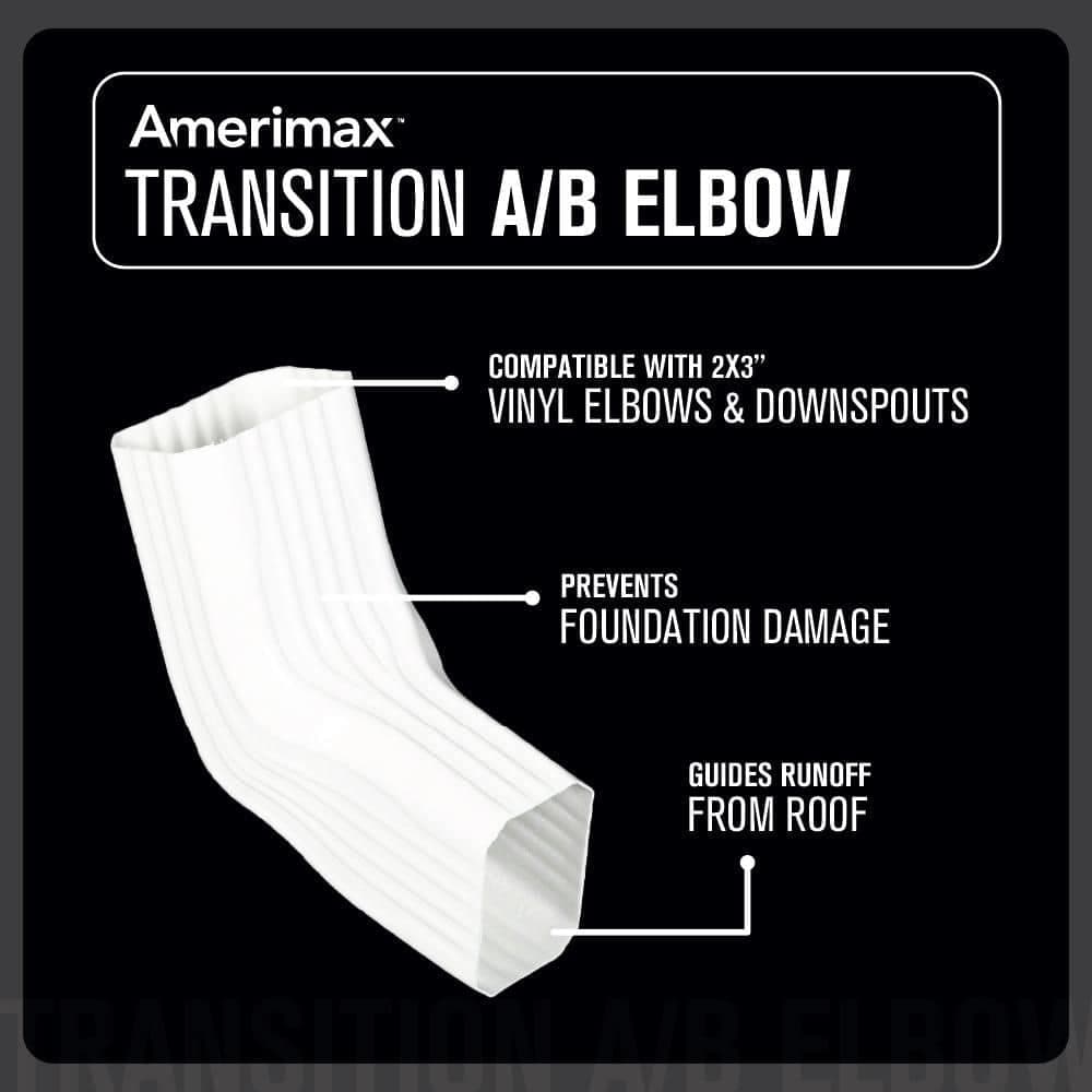 Amerimax Home Products 2 in. x 3 in. White Vinyl Downspout A-B-Elbow (4)