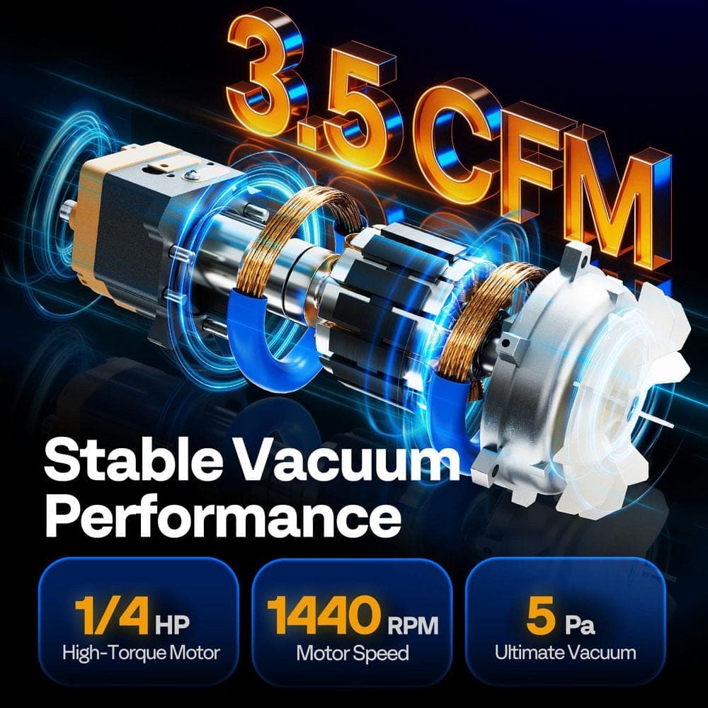 VIVOHOME 110-Volt 1/4 HP 3.5 CFM Single Stage Rotary Vane Black Air Vacuum Pump Kit with AC Manifold Gauge (2)