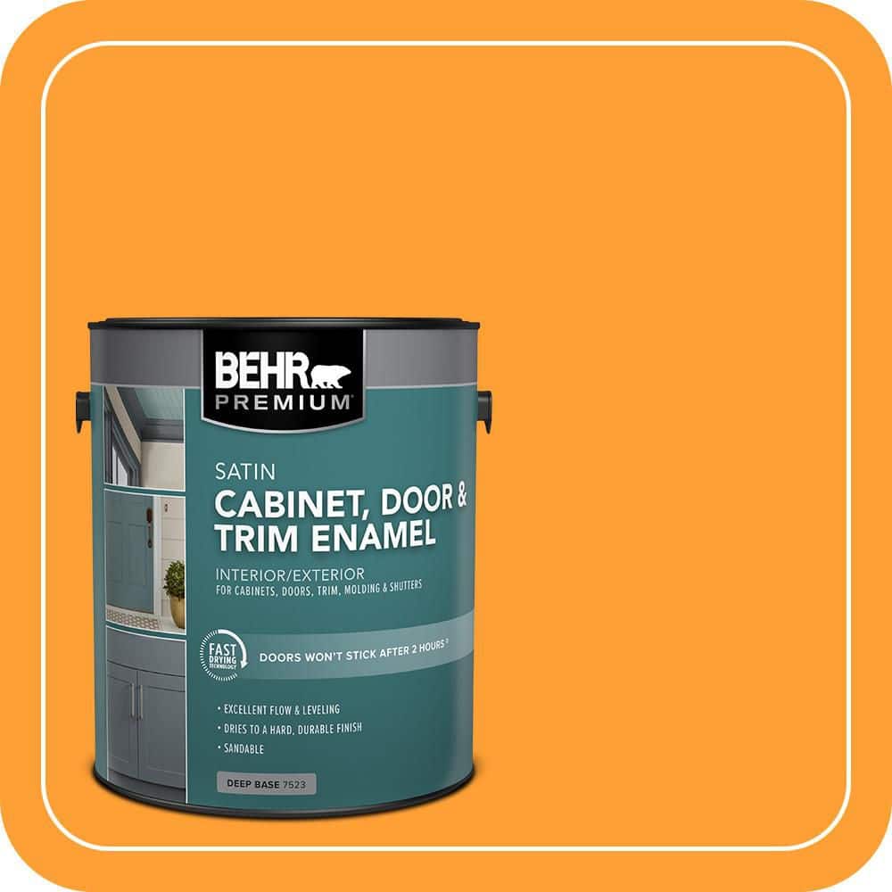 BEHR PREMIUM 1 gal. #P250-7 Blazing Bonfire Satin Enamel Interior/Exterior Cabinet, Door & Trim Paint (1)