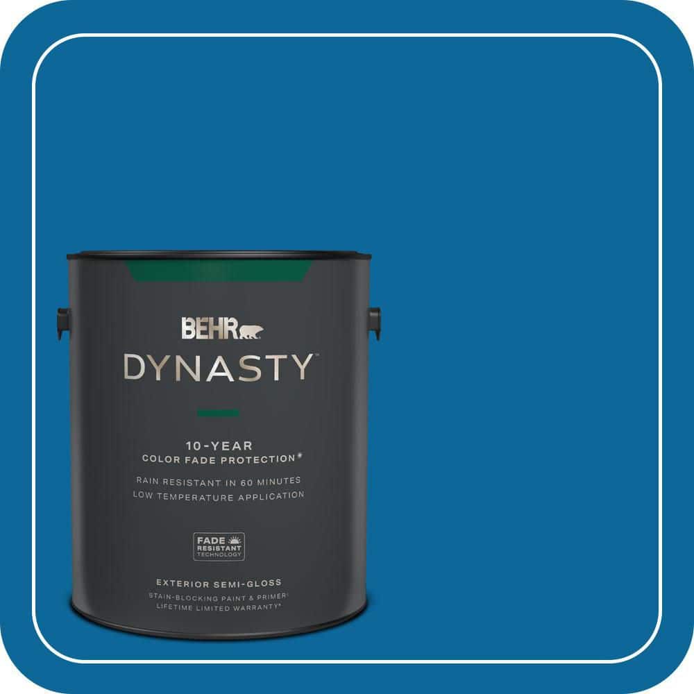 BEHR DYNASTY 1 gal. #MQ4-58 Mondrian Blue Semi-Gloss Exterior Stain-Blocking Paint & Primer