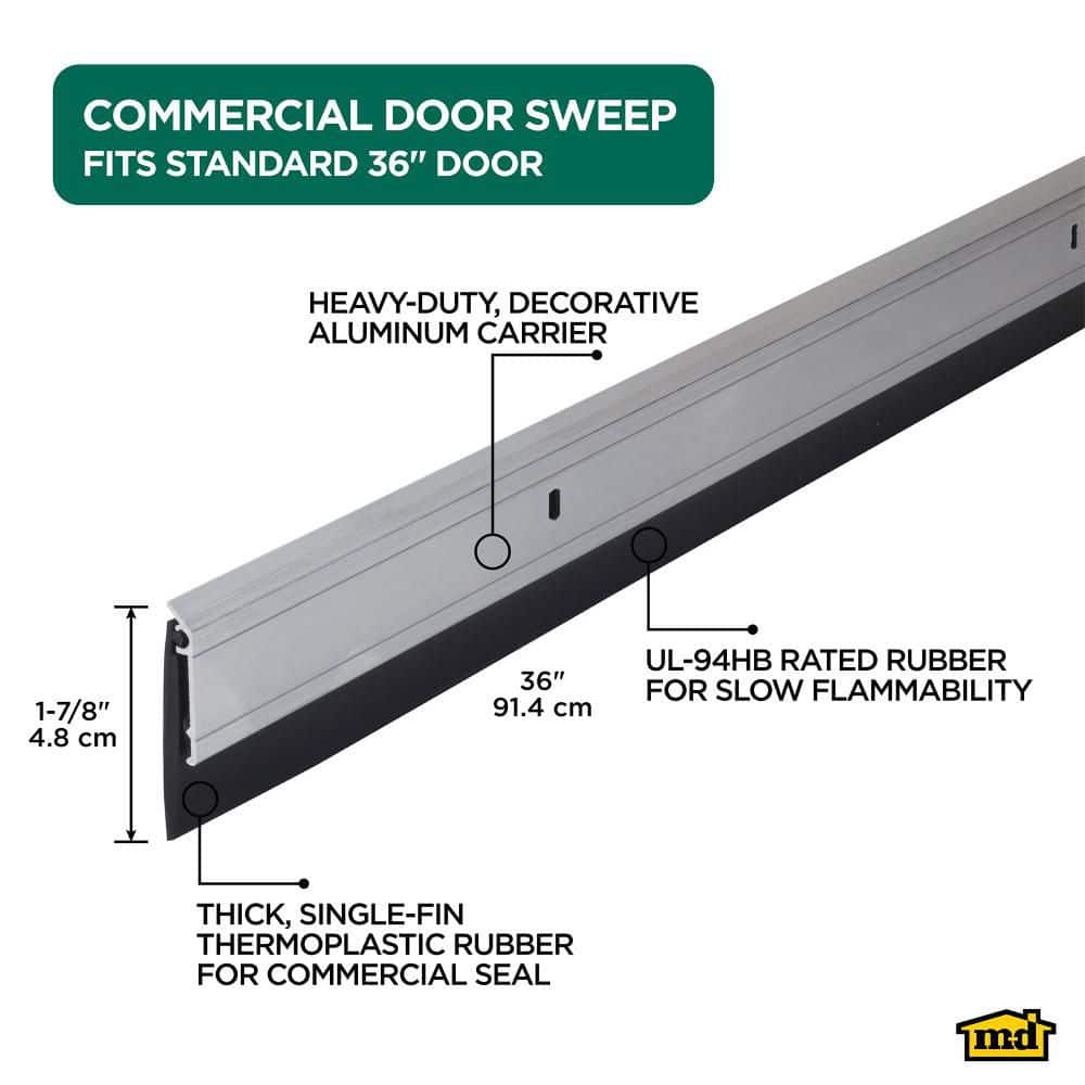 M-D Building Products 1.875 in. x 36 in. Interior/Exterior Silver Aluminum and Thermoplastic Rubber Commercial Screw-On Door Sweep (3)