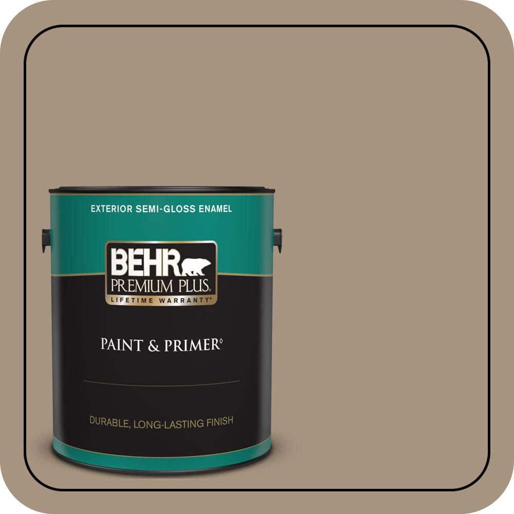BEHR PREMIUM PLUS 1 gal. #PPU7-05 Pure Earth Semi-Gloss Enamel Exterior Paint & Primer