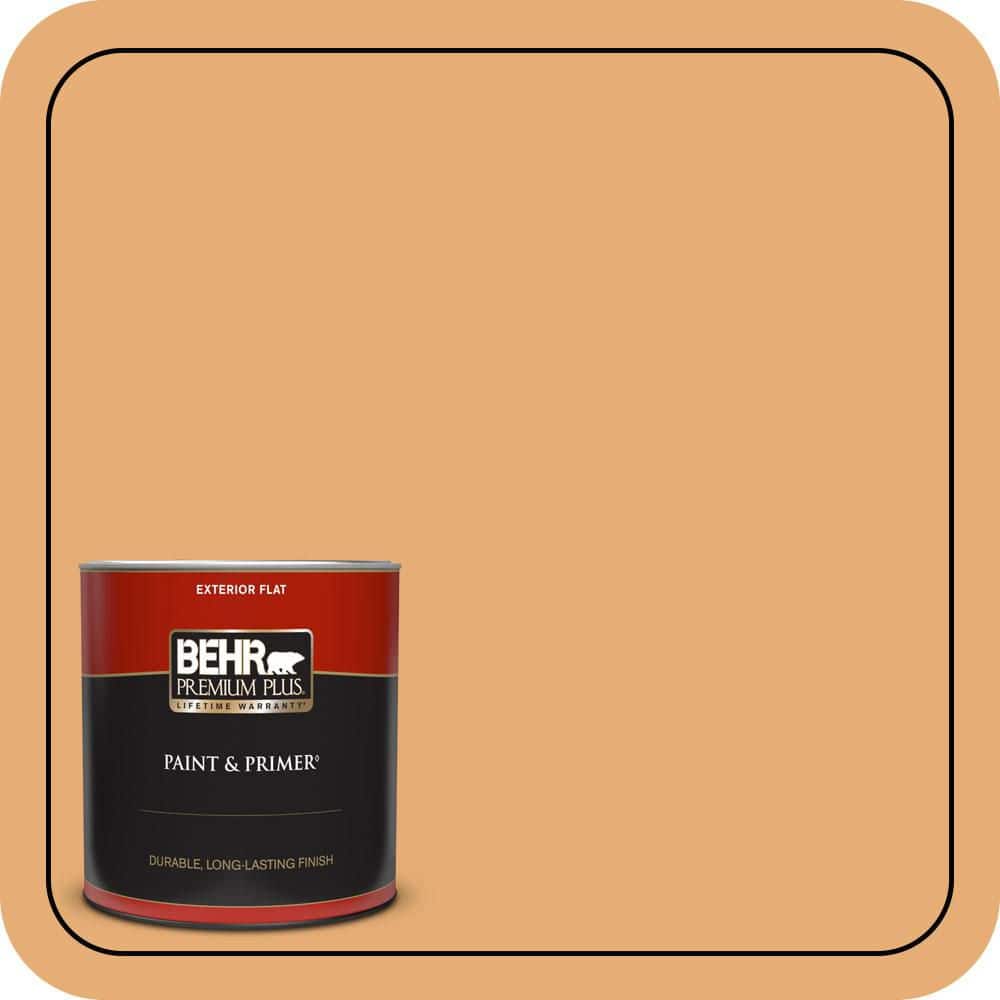 BEHR PREMIUM PLUS 1 qt. #PMD-75 Autumn Gourd Flat Exterior Paint & Primer