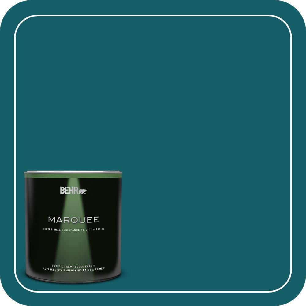 BEHR MARQUEE 1 qt. #S-H-530 Tropical Skies Semi-Gloss Enamel Exterior Paint & Primer