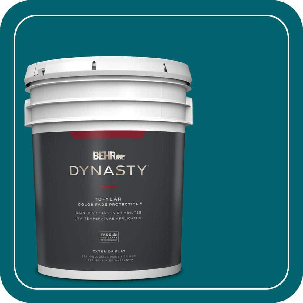 BEHR DYNASTY 5 gal. #S-H-520 Peacock Tail Flat Exterior Stain-Blocking Paint & Primer