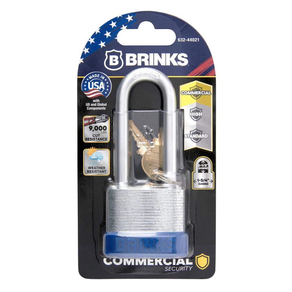 Brinks 1-1/8 in. (44 mm) Laminated Steel Keyed Padlock, 2-1/2 in. Shackle (4)