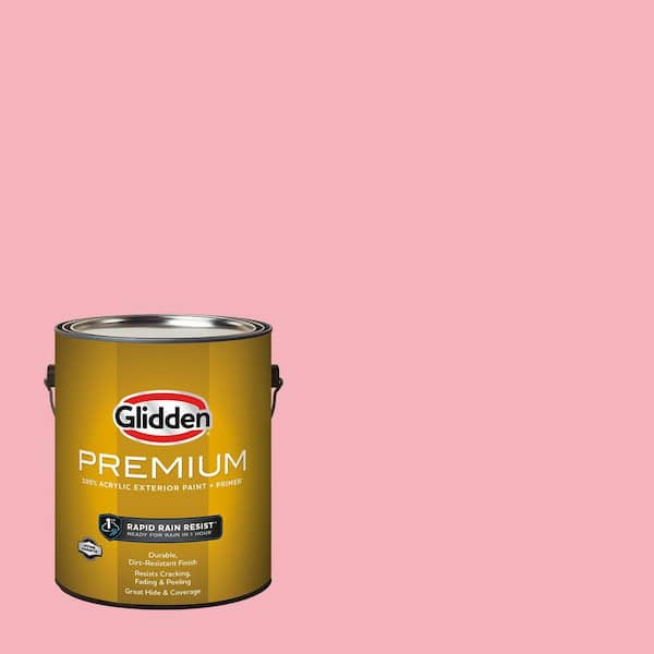 Glidden Premium 1 gal. PPG1184-3 Powder Rose Satin Exterior Latex Paint (2)