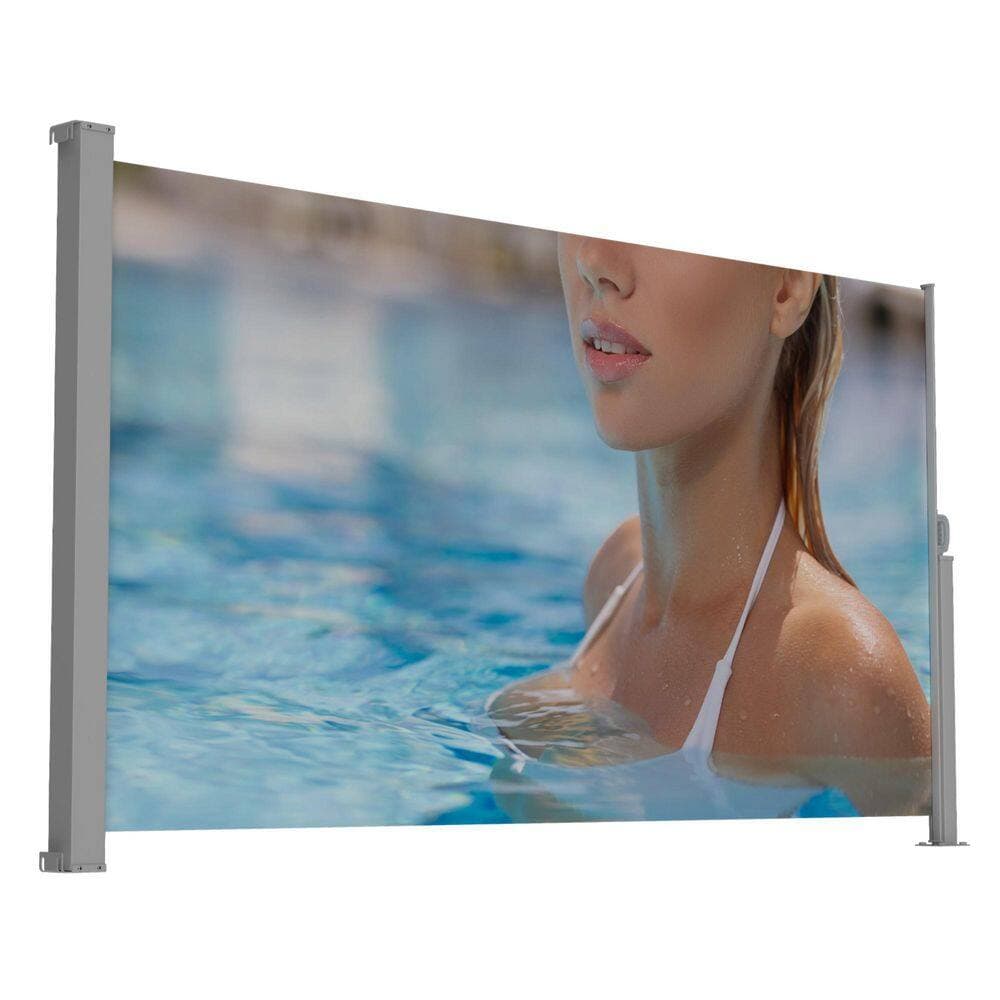Unbranded 71 in. x 138 in. Fabric Metal UV Printing Retractable Awning Screen UPF 50 plus Wind and Sun Shade Privacy Screen Patio (2)