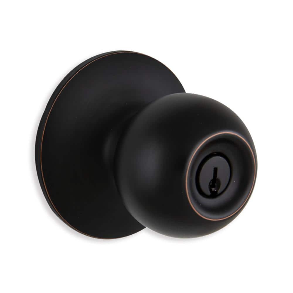Defiant Saturn Aged Bronze Keyed Entry Door Knob