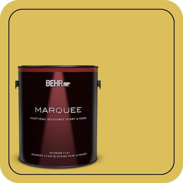 BEHR MARQUEE 1 gal. #P320-6 Sulfur Yellow Flat Exterior Paint & Primer (2)