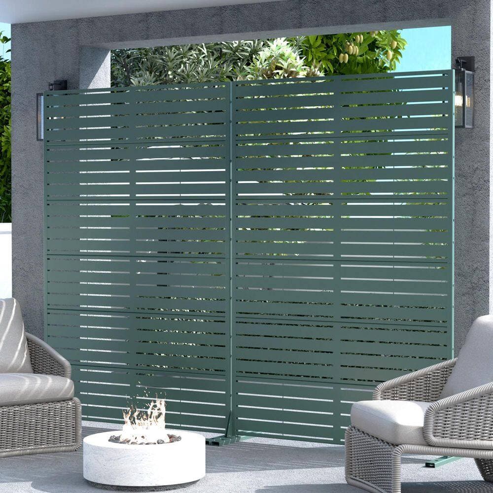 Lumioca 47 in. W 71 in. H Classic Blinds Rectangle Galvanized Sheet Outdoor Private Screen Decorative Art Panel (3)