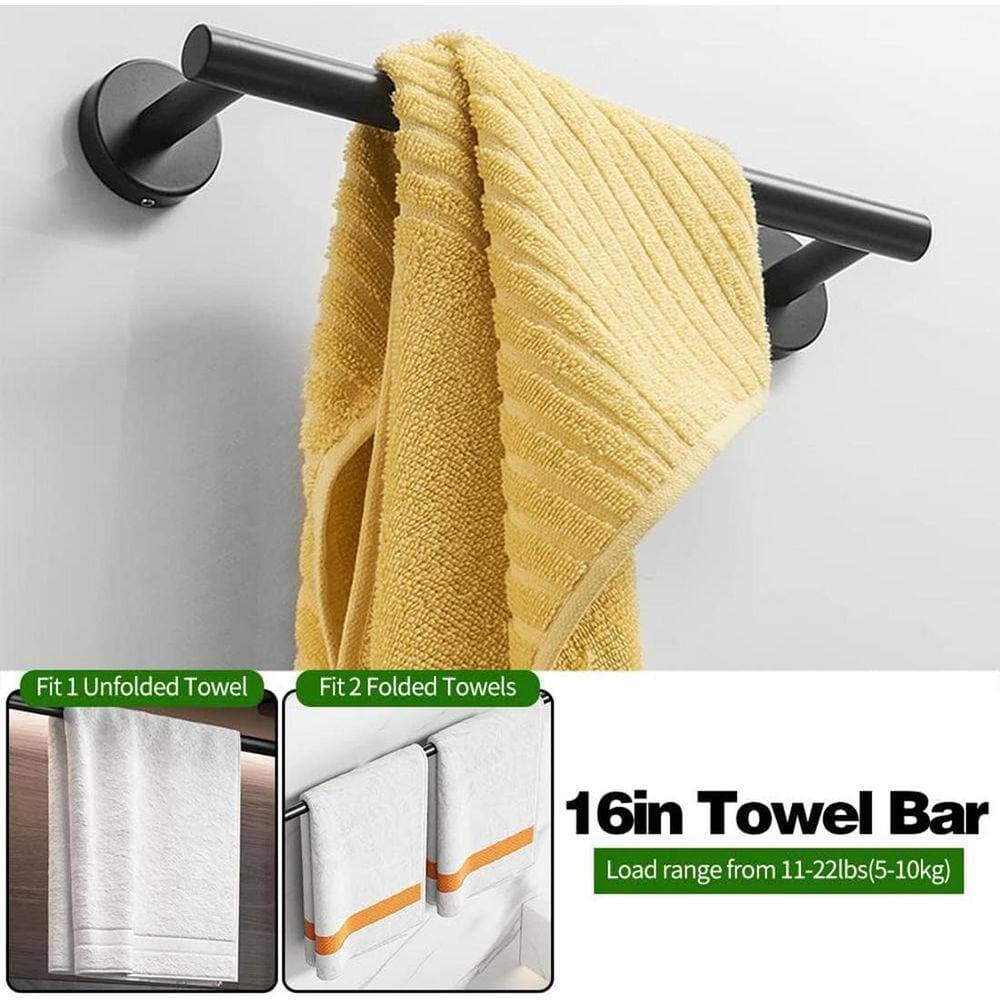 Unbranded 10-Piece Bathroom Hardware Set with Towel Bars Toilet Paper Holders Towel Rings Robe Hooks in Black Finish (2)