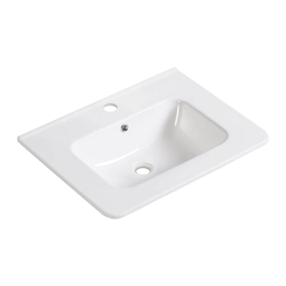 SANFANGIE HE 24.02 in. X 18.11 in Integrated Undermount Rectangular Bathroom Sink in Glossy White Ceramic. Round-Edged Corners (1)