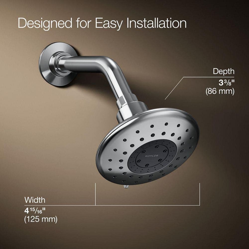 KOHLER Daisyfield 6-Spray Patterns with 1.75 GPM 4.94 in. Wall Mount Fixed Shower Head in Polished Chrome (4)