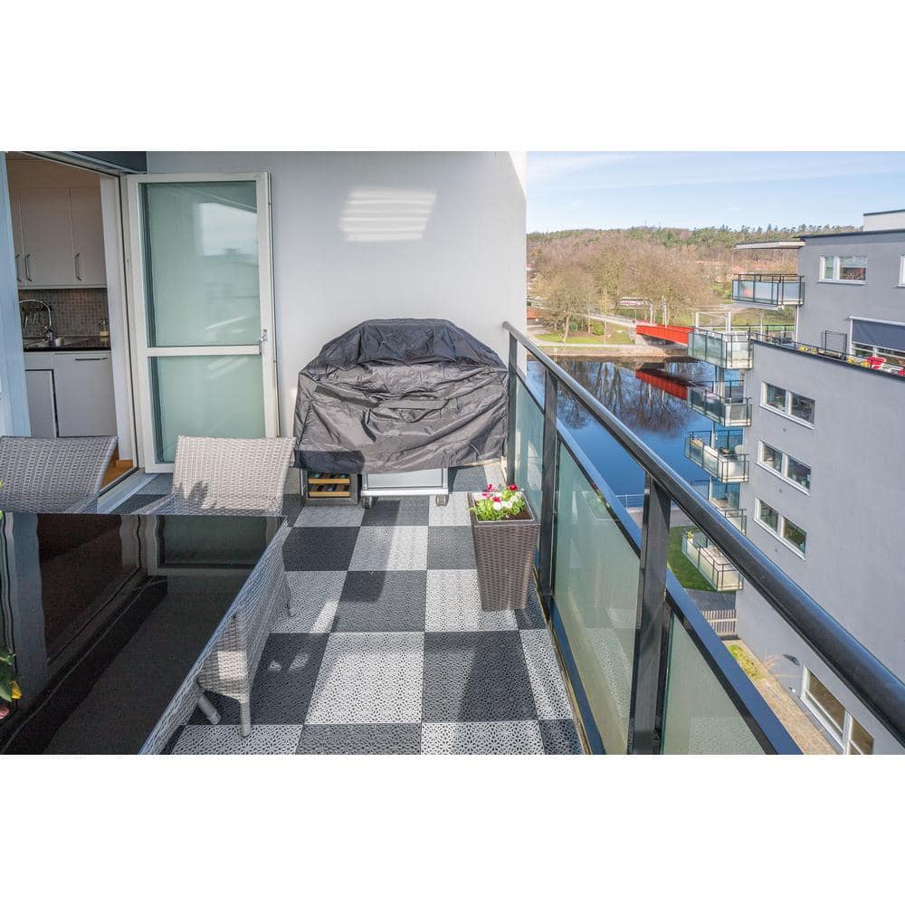 Bergo XL Tiles 1.24 ft. x 1.24 ft. PVC Deck Tiles in Shadow Gray (14-Tiles/Case, 21.56 sq. ft.) (2)