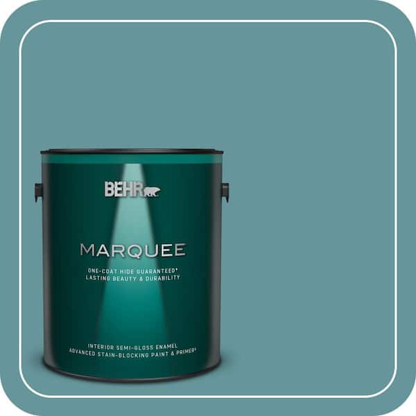 BEHR MARQUEE 1 gal. #MQ6-33 Vintage Teal One-Coat Hide Semi-Gloss Enamel Interior Paint & Primer (2)
