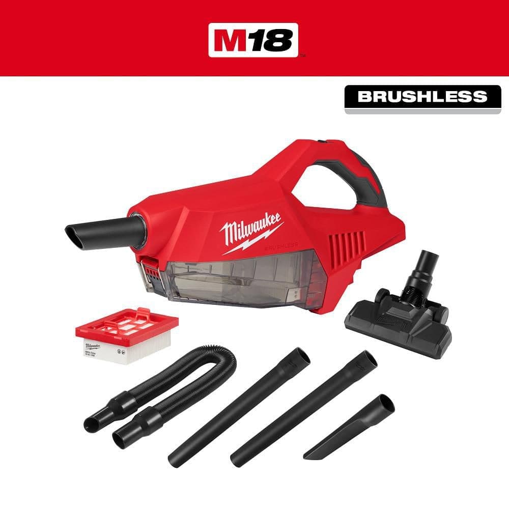 Milwaukee M18 18-Volt Lithium-Ion Brushless Bagless Cordless HEPA Handheld Vacuum (1)