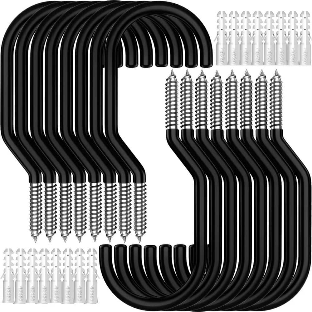 NVNOO 6 in. Heavy Duty Bike Hook, Loading Capacity 100 LBS Bike Hooks for Garage Wall and Garage Ceiling, Black (16-Pack) (1)