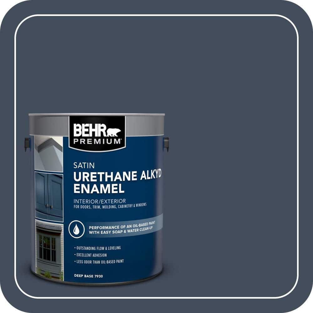 BEHR PREMIUM 1 gal. #S520-7 Night Flight Urethane Alkyd Satin Enamel Interior/Exterior Paint