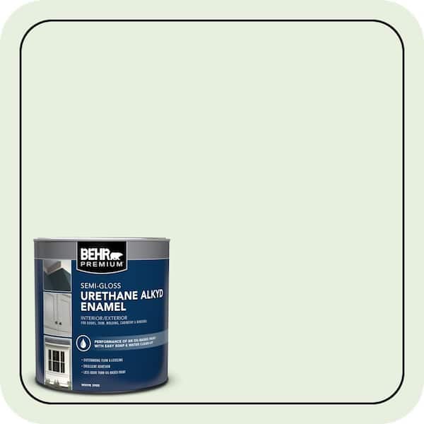 BEHR PREMIUM 1 qt. #M390-1 Mayfair White Semi-Gloss Enamel Urethane Alkyd Interior/Exterior Paint (2)