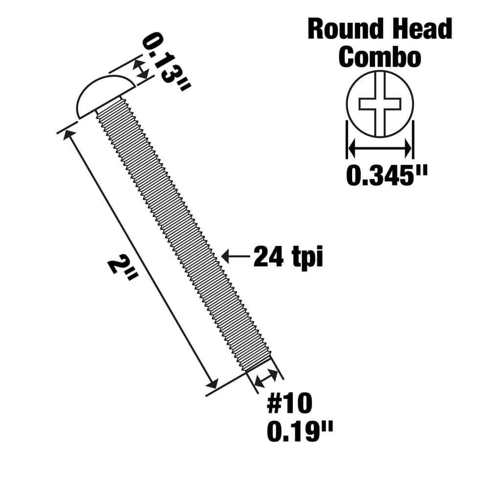 Everbilt #10-24 x 2 in. Stainless Steel Combo Round Head Machine Screw (2-Pack) (4)
