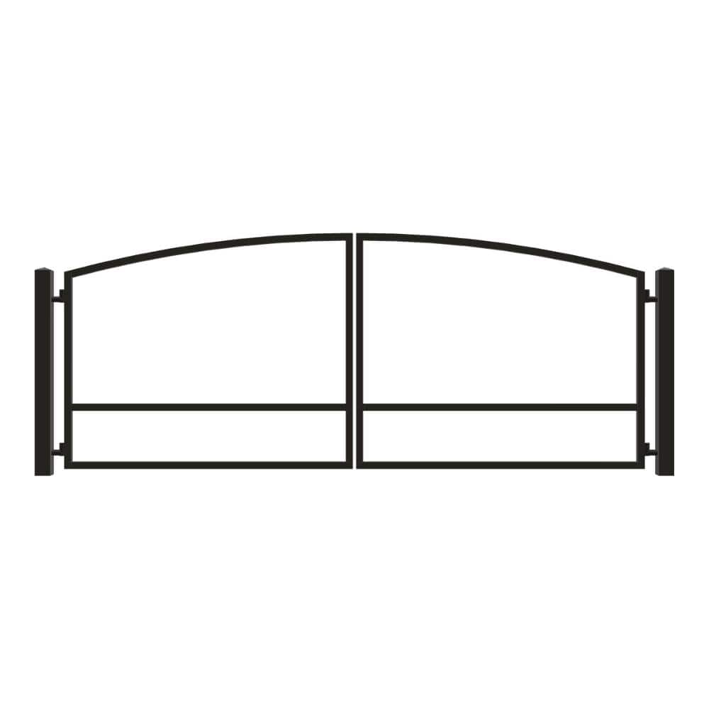 Unbranded Driveway Gate — Swing, Center, Arch, Black — 188"W x 72"H (1)