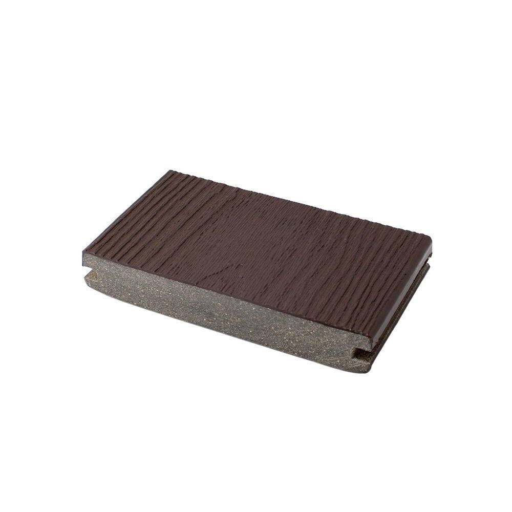 DuxxBak Optima 1 in. x 5.25 in. x 3 in. Black Walnut Composite Deck Board Sample (1)