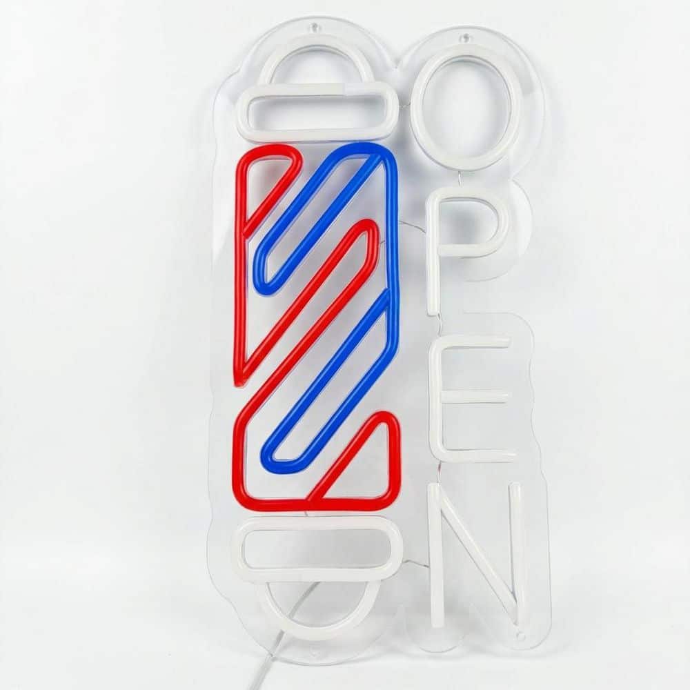 Afoxsos LED Neon Open Sign Adjustable Brightness Colorful Barber Shop Light for Business Wall Window Store Bar Hotel