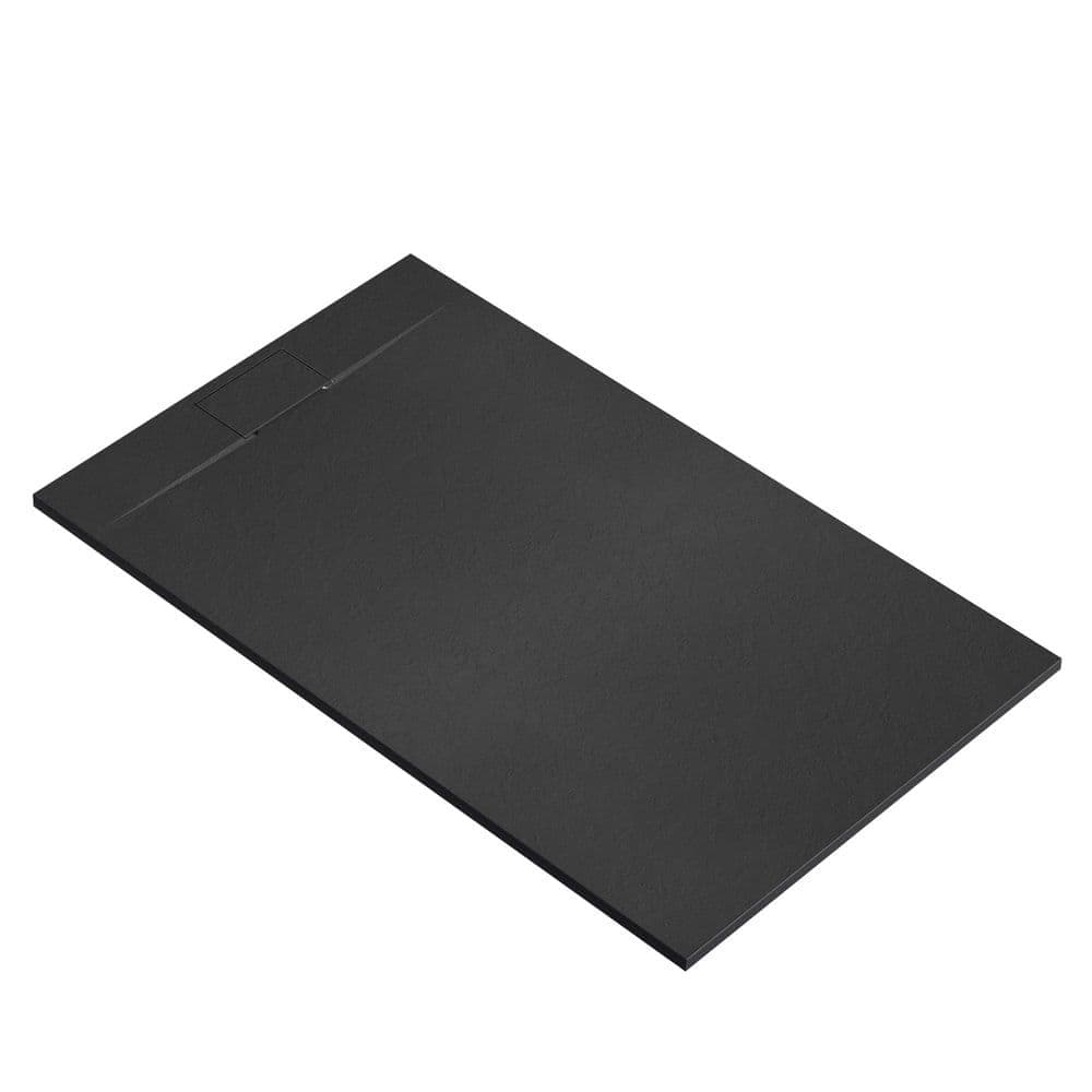 AZUPIN 48 in. L x 36 in. W Curbless Alcove Shower Pan Base with L/R Drain in Black