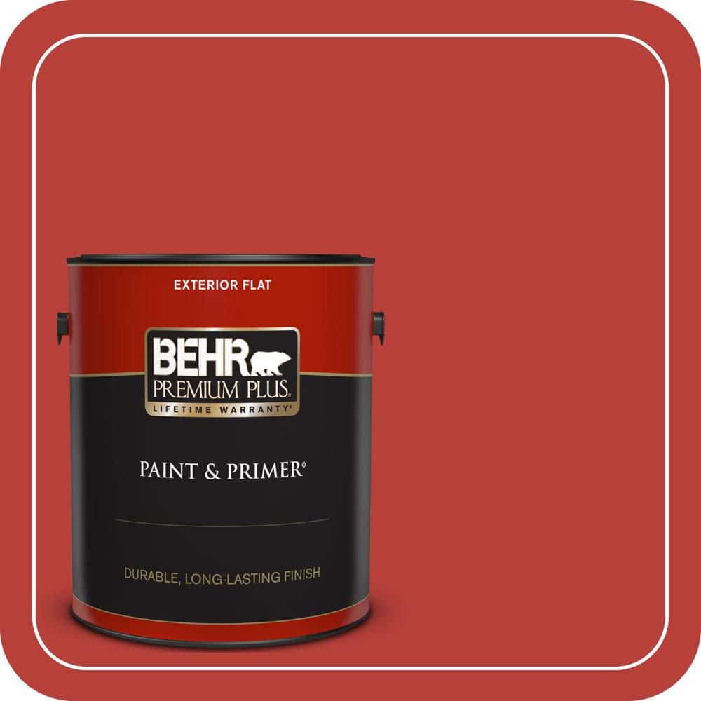 BEHR PREMIUM PLUS 1 gal. #PMD-85 Crimson Silk Flat Exterior Paint & Primer
