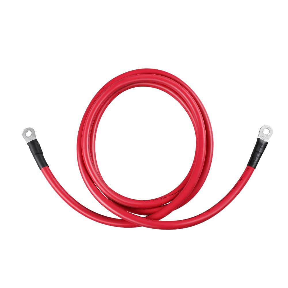 Renogy 8 ft. 1 AWG Inverter Cables for 3/8 in. Lugs, Tinned Copper Conductors Class K 30AWG Bare Copper Stranded (3)