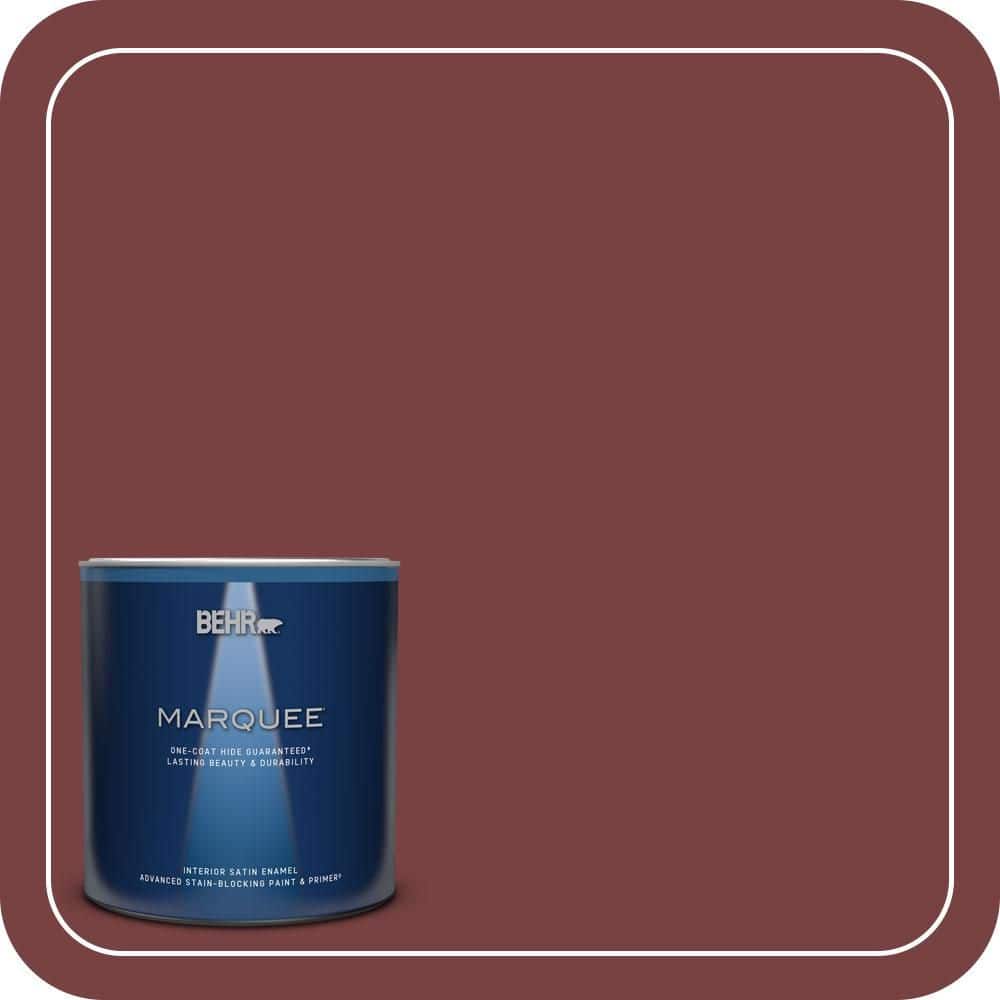 BEHR MARQUEE 1 qt. #PPF-01 Tile Red Satin Enamel Interior Paint & Primer (1)