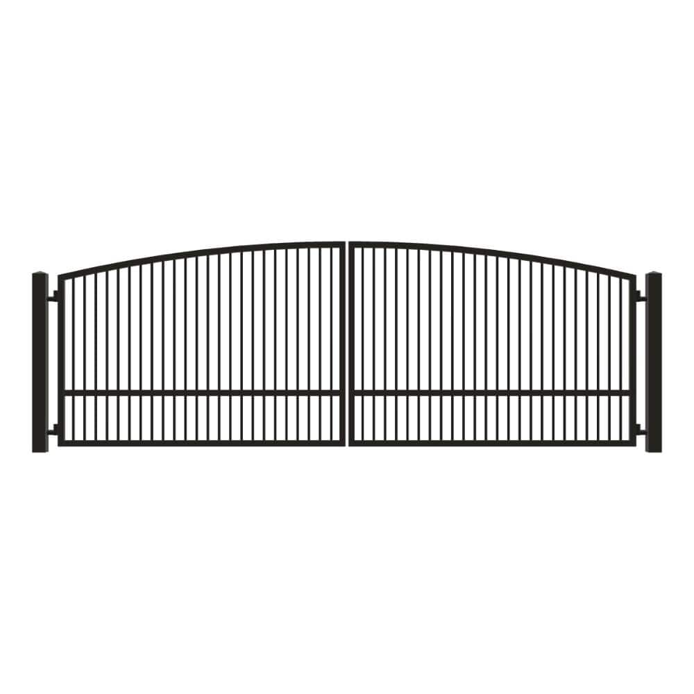 Unbranded Driveway Gate — Swing, Center, Arch, Single, Black — 214"W x 72"H (1)