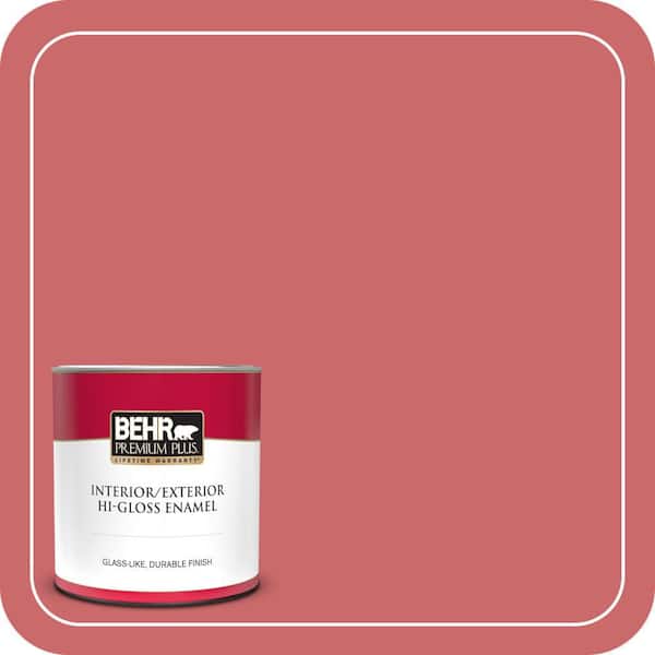BEHR PREMIUM PLUS 1 qt. #MQ4-02 Strawberry Wine Hi-Gloss Enamel Interior/Exterior Paint & Primer (2)