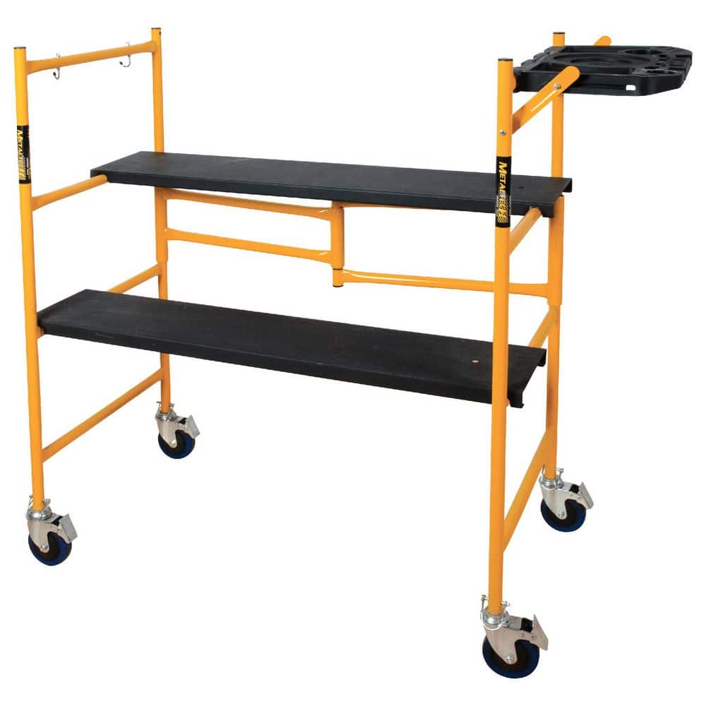 MetalTech Jobsite Series Baker 4.1 ft. H x 3.4 ft. W x 1.8 ft. D Mini Scaffold Platform with Wheels, Tool Shelf, 500 lbs. Capacity
