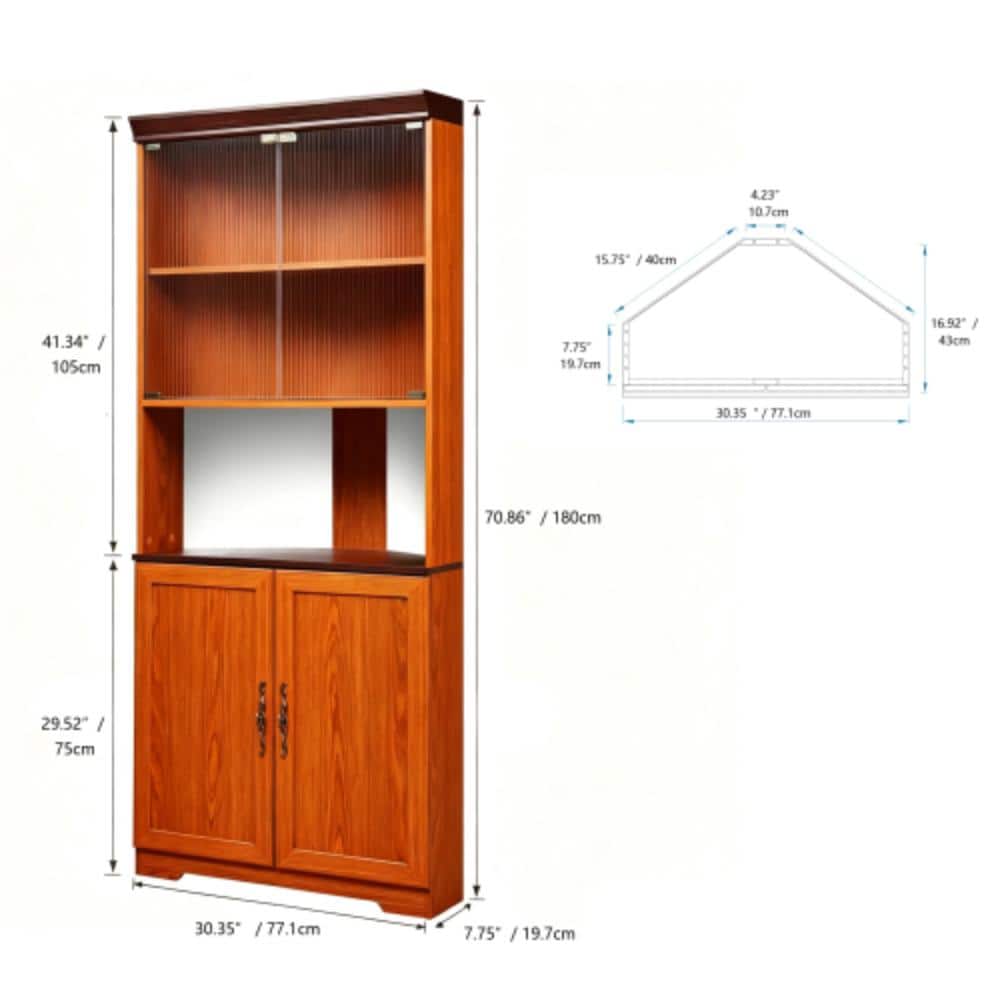 Unbranded 30.35 in. W x 16.92 in. D x 70.86 in. H Bathroom Brown Linen Cabinet (2)