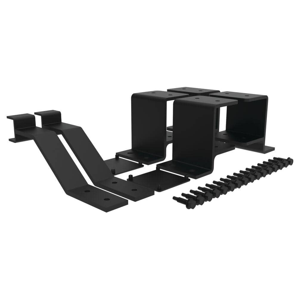 Barrette Outdoor Living VersaRail Matte Black Aluminum Fascia Mount Juliette Bracket Kit (2)