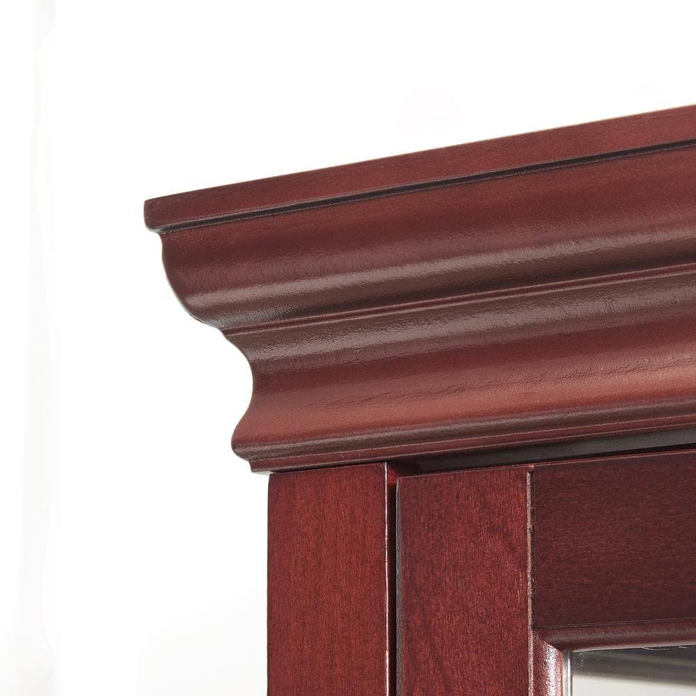 Tileon 23.75 in. W x 11.75 in. D x 70 in. H Red Linen Cabinet Curio Cabinet Lighted Curio Diapaly Cabinet Adjustable Shelves (3)