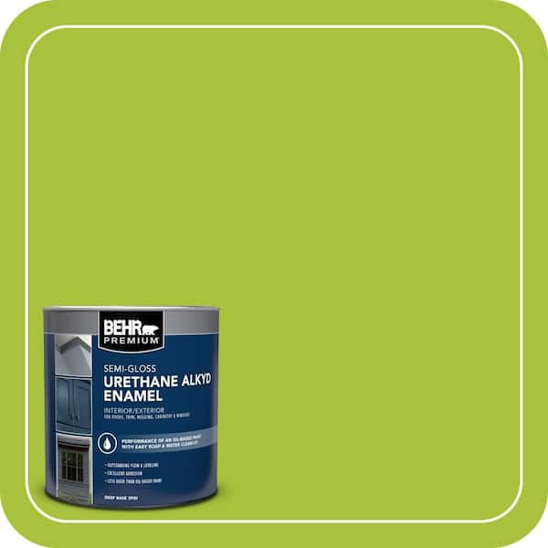 BEHR PREMIUM 1 qt. #S-G-410 Green Crush Semi-Gloss Enamel Urethane Alkyd Interior/Exterior Paint (2)