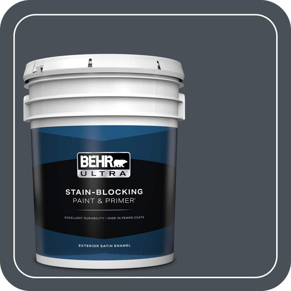 BEHR ULTRA 5 gal. #T15-2 Seared Gray Satin Enamel Exterior Paint & Primer