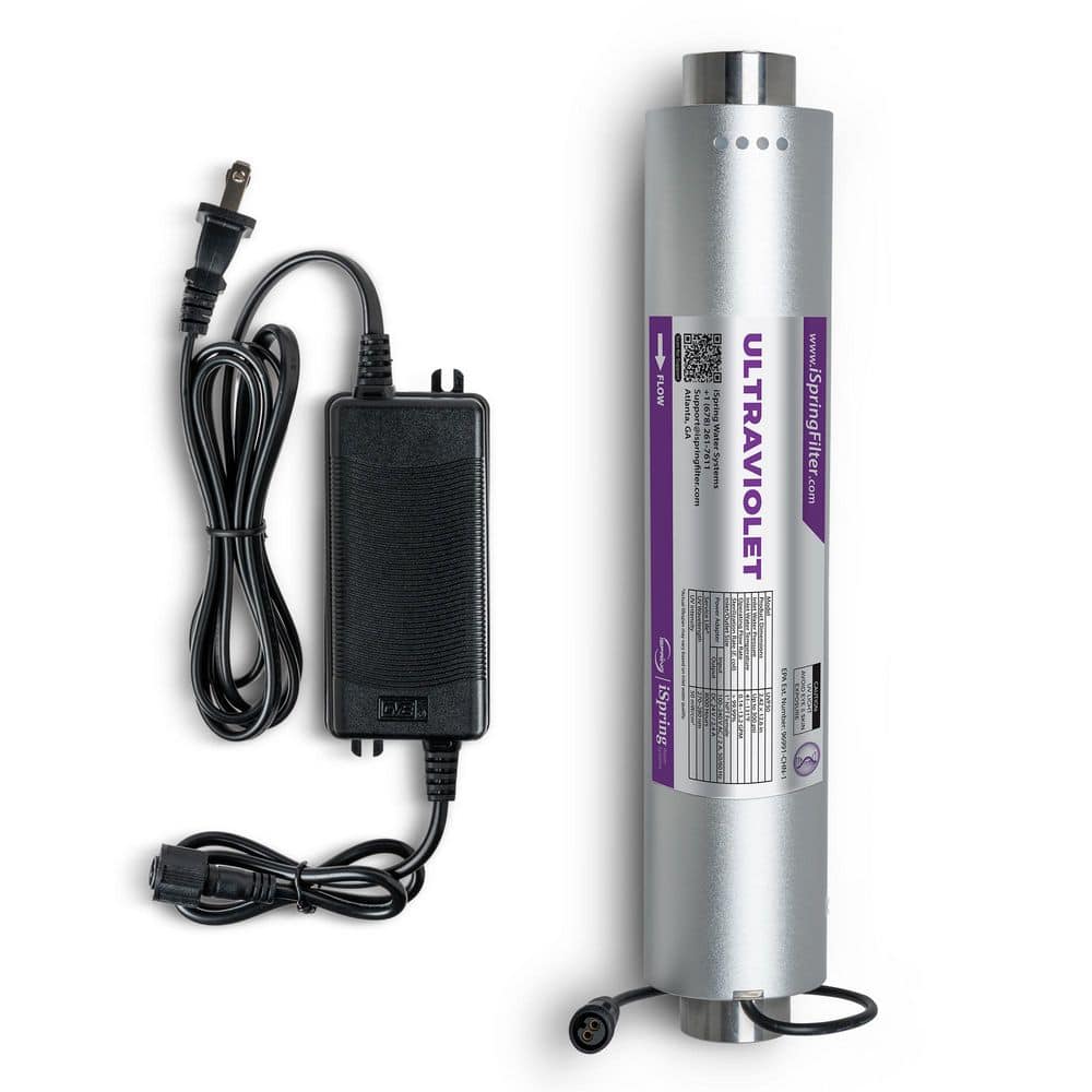 ISPRING UVF50 Whole House LED UV Water Filter System, Built-in Smart Flow Sensor Switch, Mercury-Free, Long-Life LED Design