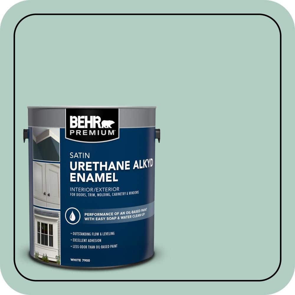 BEHR PREMIUM 1 gal. #M430-3 Wintergreen Dream Urethane Alkyd Satin Enamel Interior/Exterior Paint