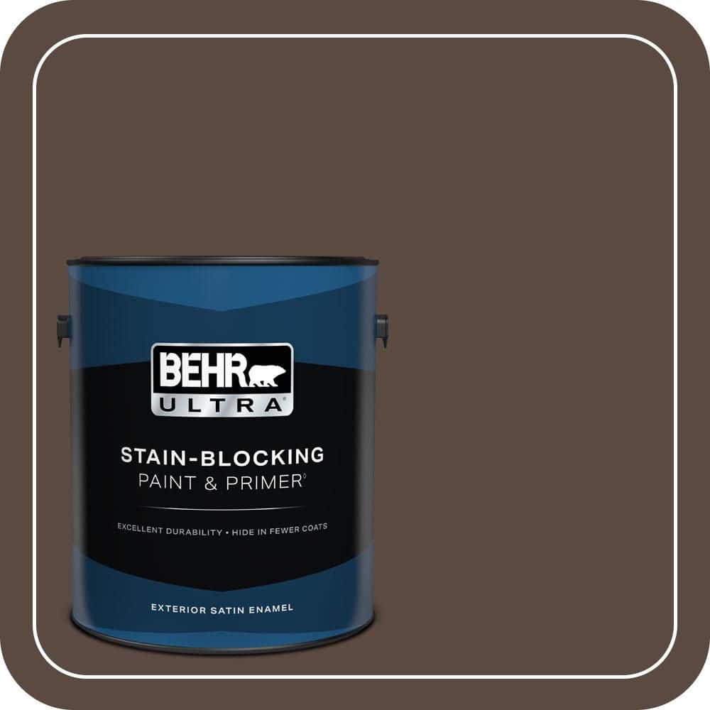 BEHR ULTRA 1 gal. #PMD-91 Iced Espresso Satin Enamel Exterior Paint & Primer